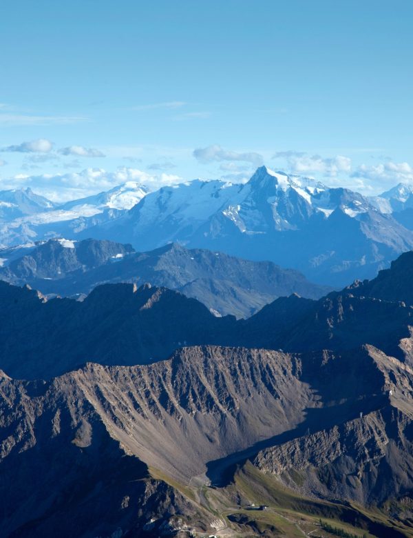 Aerial view of mountain ranges